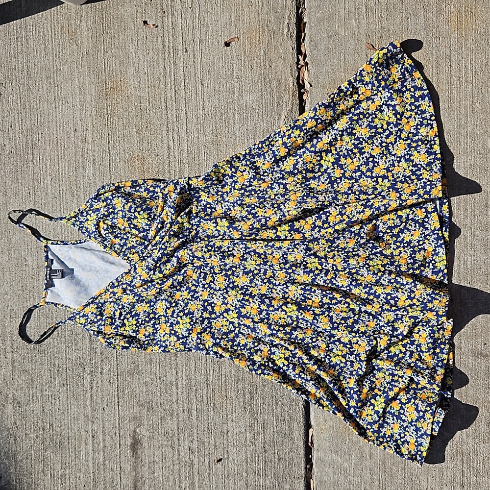 Forever 21 Navy Floral Mini Dress with Yellow Flowers